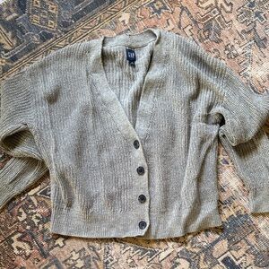 GAP Women's Heather Gray Button-Up Cardigan